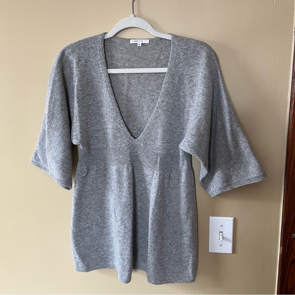 Vince Charcoal V-Neck Women's Sweater - Picture 2 of 5